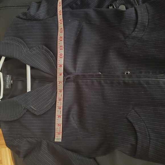 Della Spiga Italy, dark navy blue Blazer w leather accents and matching bermuda - Picture 4 of 15